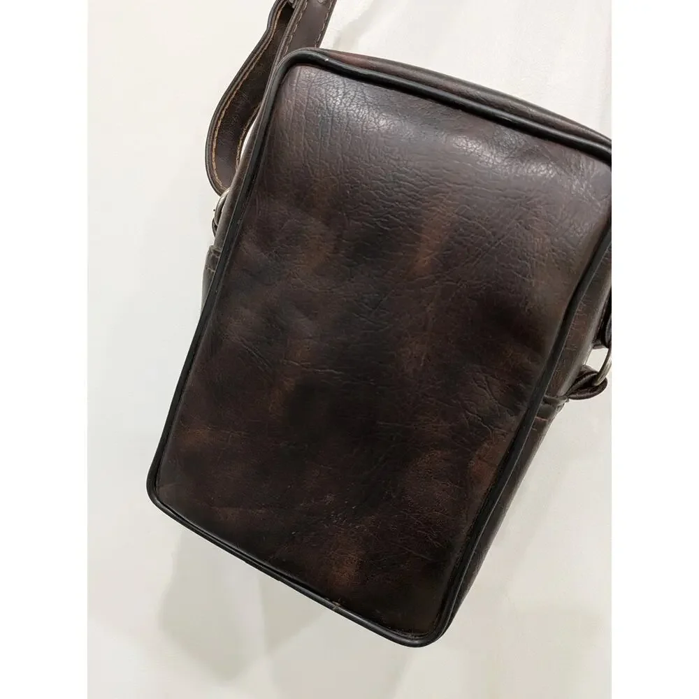 Vintage Camera Bag Dark Brown Faux Leather Padded Tech/Travel/Accessory/Gear